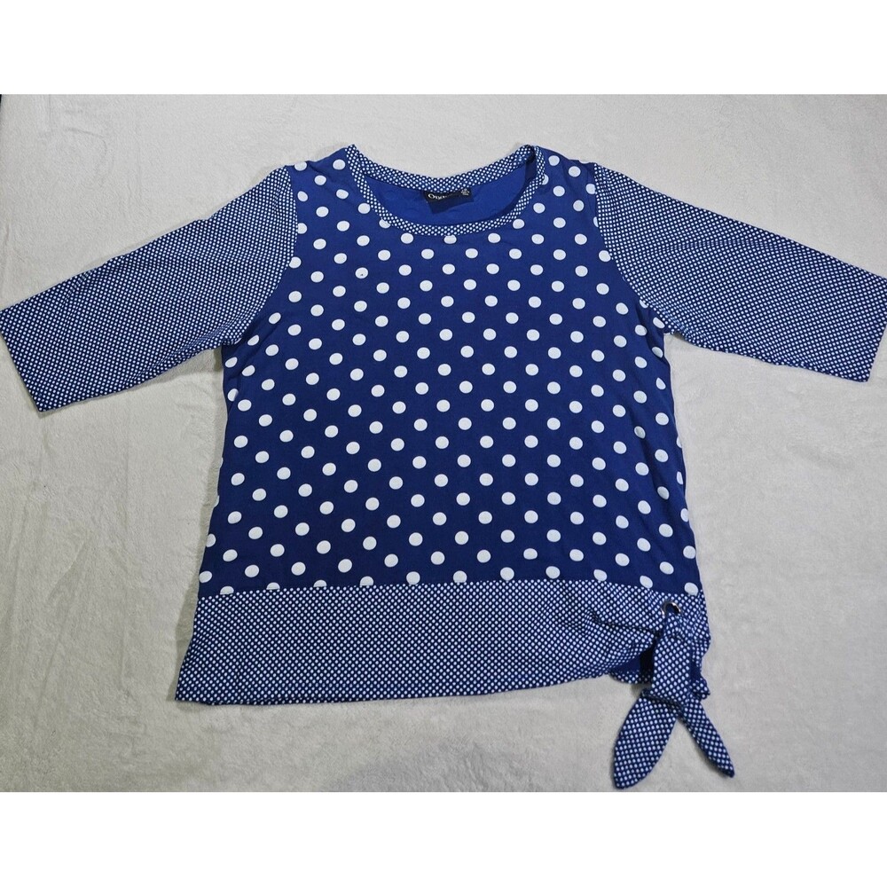Ongue Casual Women’s Plus Size 1X Polka Dot Side Tie Top